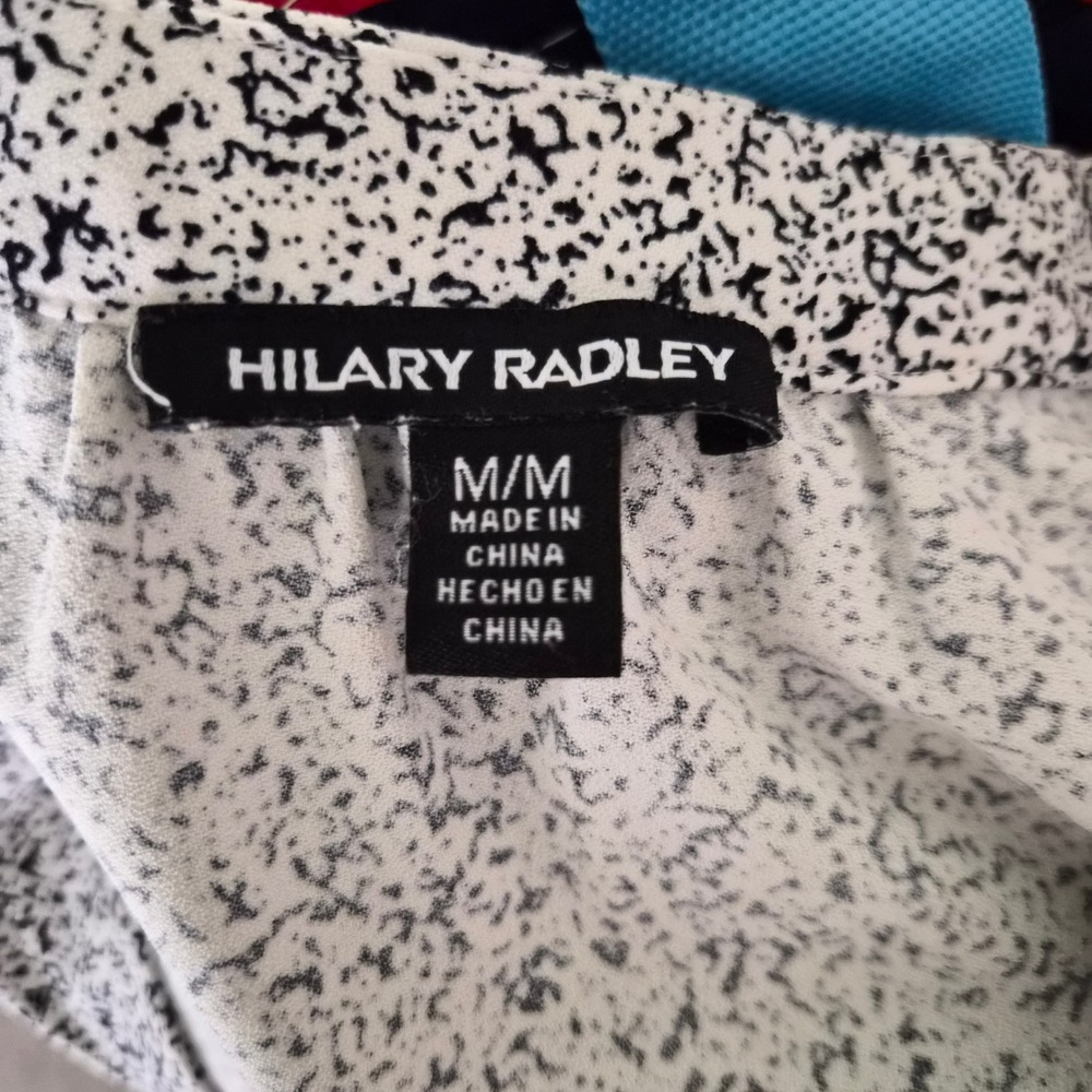Hilary Radley Women Black White‎ Speckled V-Neck Cap Sleeve Blouse Top M - Picture 5 of 6